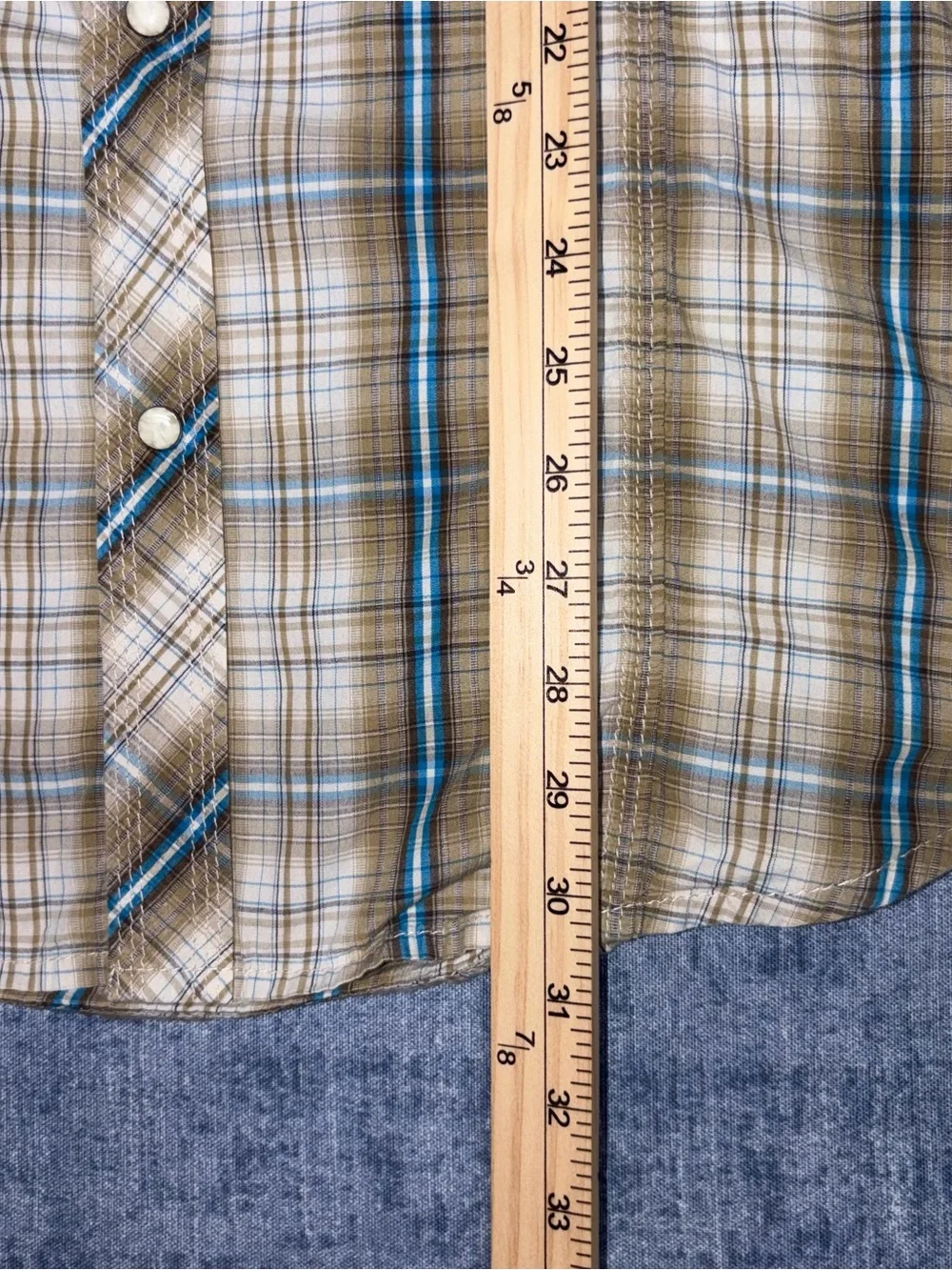 True Religion Pearl Snap Western Plaid Long Sleeve Pockets Mens XXXL Shirt